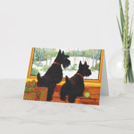 Scotty Hunde zu Weihnachten - Gewartet für Santa (Vorderseite)