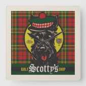 Scotty's Golf Shop Quadratische Wanduhr (Vorderseite)