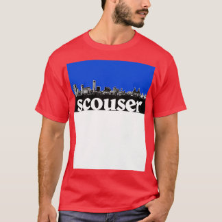 Scouser Liverpool Blue Skyline Design T-Shirt