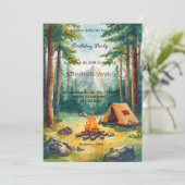 scout Camping party birthday invitation Einladung (Stehend Vorderseite)