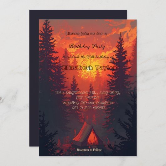 scout comping party invitations einladung (Vorne/Hinten)