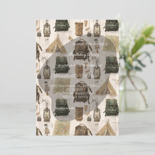 scout comping party invitations einladung (Stehend Vorderseite)