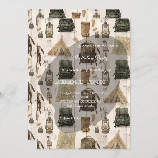 scout comping party invitations einladung (Vorne/Hinten)