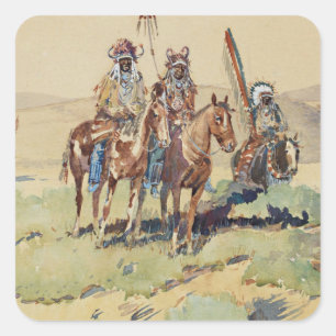 Scouting Party Western Art von Edward Borein Quadratischer Aufkleber