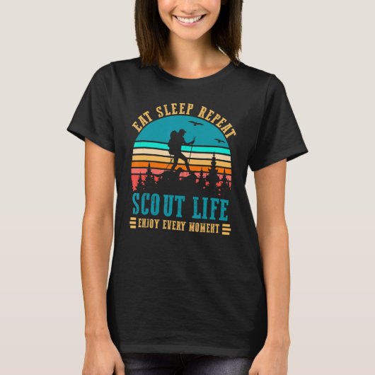 Scouting Scout Life Camping Eat Sleep Scout Wieder T-Shirt (Vorderseite)