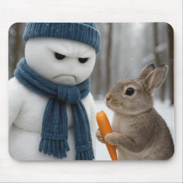 Scowling Snowman With a Bunny Mousepad