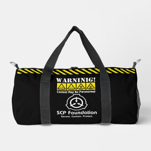 SCP Secure. Enthält. Schutz von MTF Duffle Bag (Vorderseite)