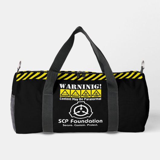SCP Secure. Enthält. Schutz von MTF Duffle Bag (Rückseite)
