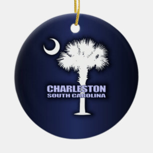 ScPalmetto u. Halbmond (Charleston) Keramik Ornament