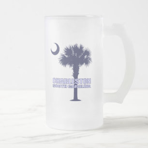 ScPalmetto u. Halbmond (Charleston) Mattglas Bierglas