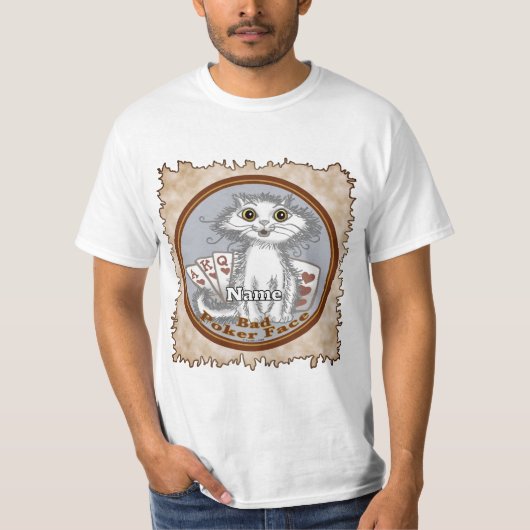 Scraggles Katze Pokerface T-Shirt (Vorderseite)