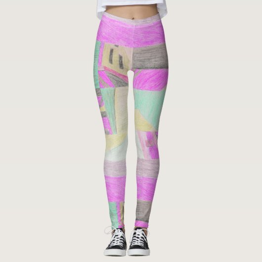 Scrambled Scene Magenta Leggings (Vorderseite)