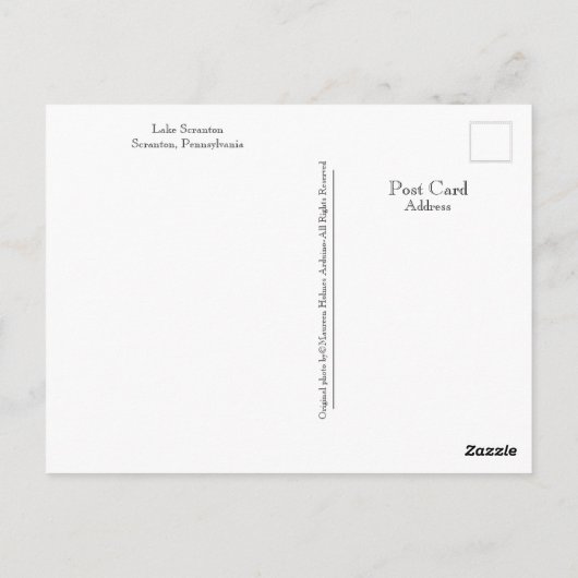 Scranton PA Lake Scranton Post Card Winter Light Postkarte (Rückseite)
