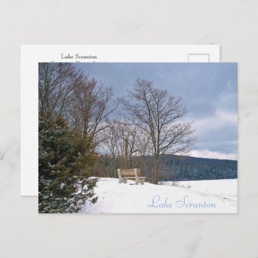 Scranton PA Lake Scranton Post Card Winterbank Postkarte (Vorne/Hinten)