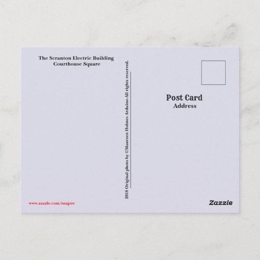 Scranton, PA Post Card Scranton Electric Gebäude Postkarte (Rückseite)