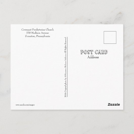 Scranton PA Postcard Covenant Presbyterian Church Postkarte (Rückseite)