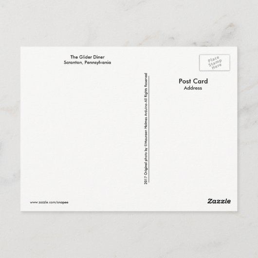 Scranton PA Postcard - The Glider Diner Postkarte (Rückseite)