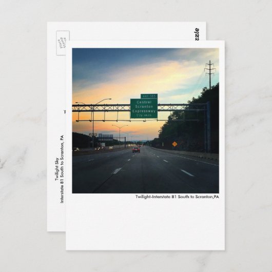 Scranton PA Postcard-Twilight Sky-I81-Dunmore Postkarte (Vorne/Hinten)