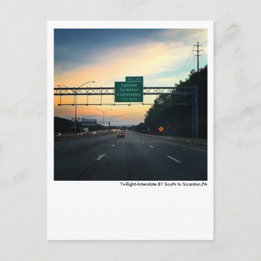 Scranton PA Postcard-Twilight Sky-I81-Dunmore Postkarte (Vorderseite)