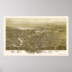 Scranton, panoramische Karte PAs - 1890 Poster
