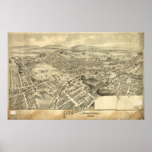 Scranton Pennsylvania 1892 Antike Panoramakarte Poster (Vorne)