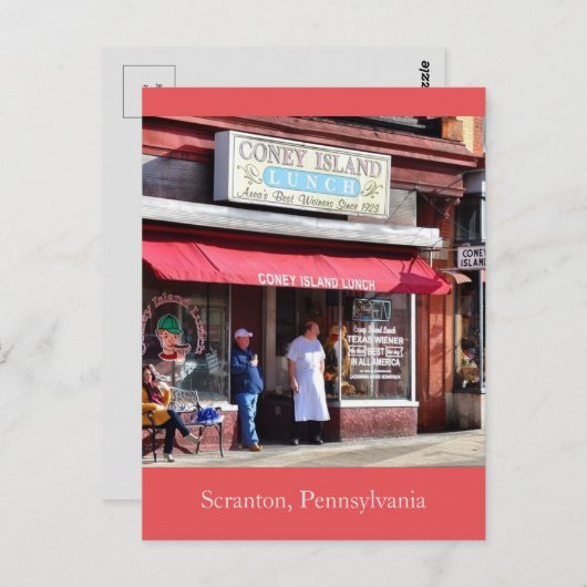 Scranton Pennsylvania Coney Island Mittagessen Postkarte (Vorne/Hinten)