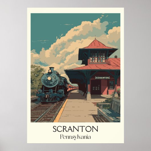 Scranton Pennsylvania Vintager Bahnhof Kunst, Dich Poster (Vorne)