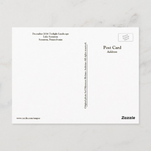 Scranton-Twilight Landschaft am See Postkarte (Rückseite)