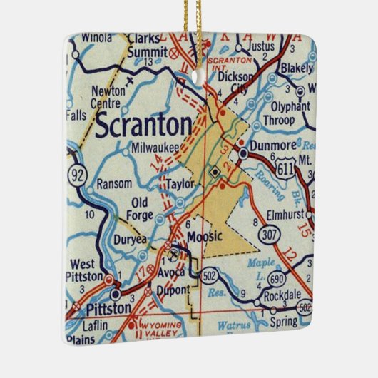 Scranton Vintag Map Keramikornament (Rechts)