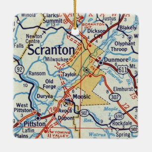 Scranton Vintag Map Keramikornament
