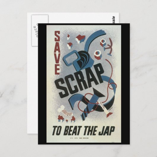 Scrap Metal 2. Weltkrieg Postkarte (Vorne/Hinten)
