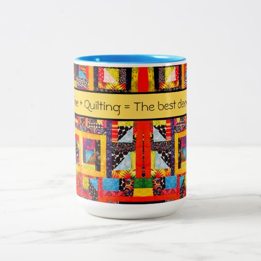 Scrap quilcoffee Bold Improv Patchwork Zweifarbige Tasse (Mittel)