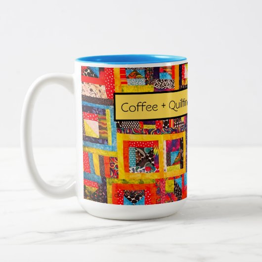 Scrap quilcoffee Bold Improv Patchwork  Zweifarbige Tasse (Links)
