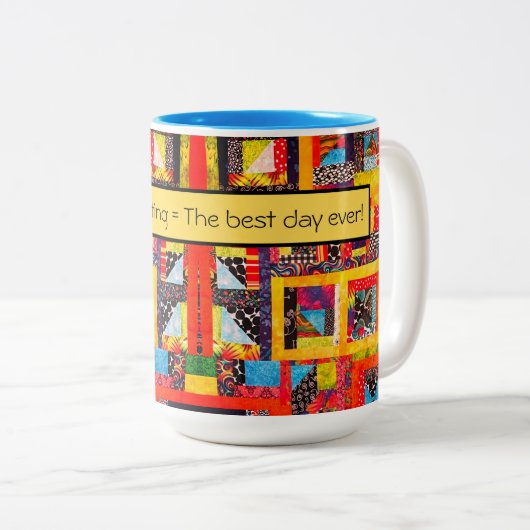 Scrap quilcoffee Bold Improv Patchwork  Zweifarbige Tasse (VorderseiteRechts)