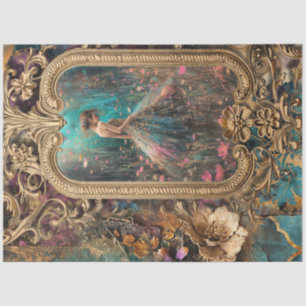 Scrapbook Collage, Gilded Frame, Mädchen in einem  Seidenpapier