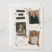 Scrapbook Doodles 3-Photo Snapshot Graduation Ankündigung (Vorderseite)
