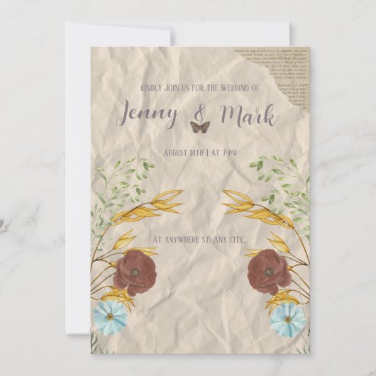 Scrapbook Hochzeitseinladung Einladung (Vorderseite)