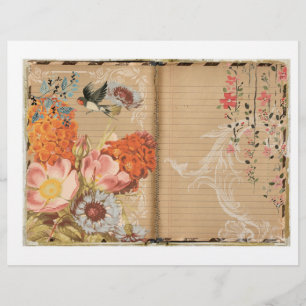 Scrapbook Paper "Blume" und "Vogelscheuche"