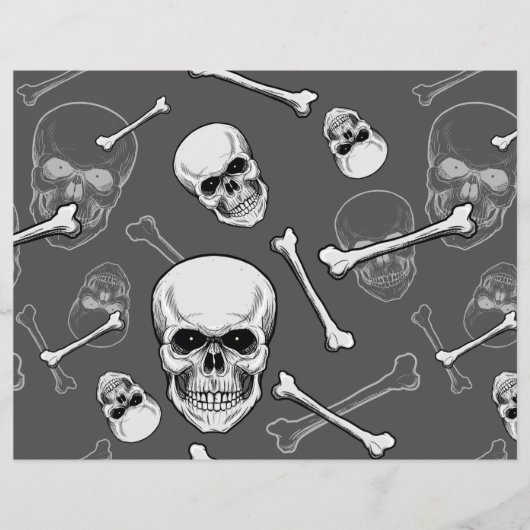 Scrapbook Paper of Grey and White Skulls and Bones Flyer (Vorne)