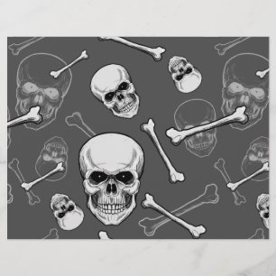 Scrapbook Paper of Grey and White Skulls and Bones Flyer
