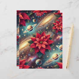 Scrapbook Paper Sheet Poinsettia Pattern