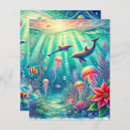 Scrapbook Paper Whimsical Ocean Poinsettia Reef