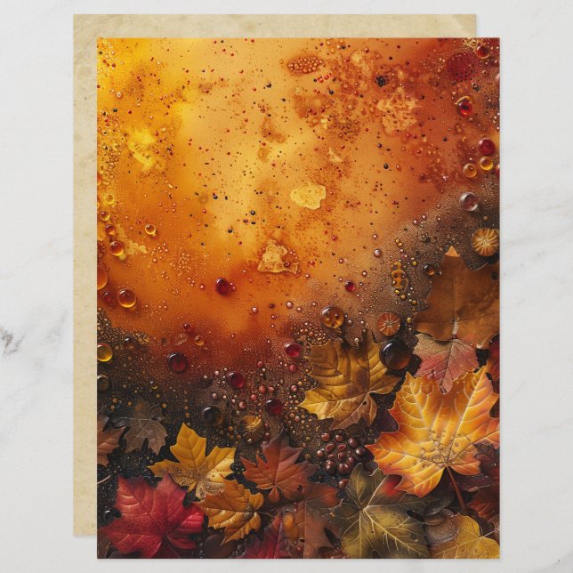 Scrapbook Paper zu Herbstlebern und -perlen (Vorne/Hinten)