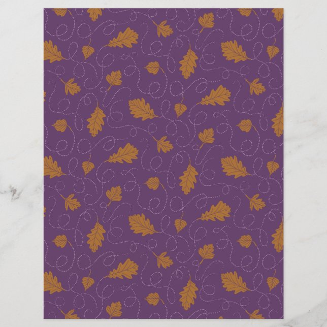 Scrapbook Paper zu lila und Gold Fallenden Blätter (Vorderseite)