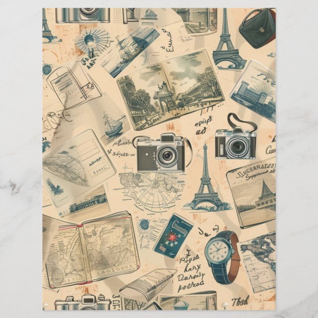 Scrapbook Paper zum Vintagen Reiseziel von Paris (Vorderseite)