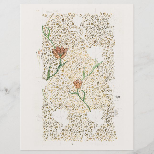 SCRAPBOOK PAPIER : WILLIAM MORRIS : GARDEN TULIP (Vorderseite)