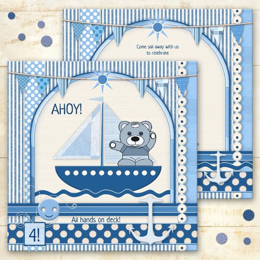 Scrapbook Sailboat Kindermädchen Party Einladung