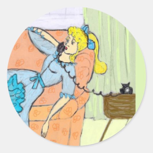 Scrapbook Sticker Retro Lady auf Dial Phone (Vorderseite)