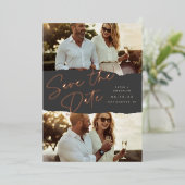 Scrapbook | Zwei Fotos Save the Date Folieneinladung (Stehend vorne)