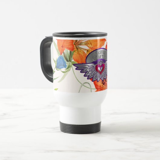 Scrapbookers Master Abzeichen Travel Mug Reisebecher (Vorderseite Links)